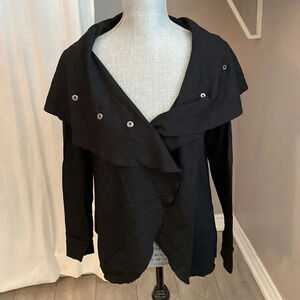 KENSIE Cowl Neck Long Sleeve Top Snap Button, Size L